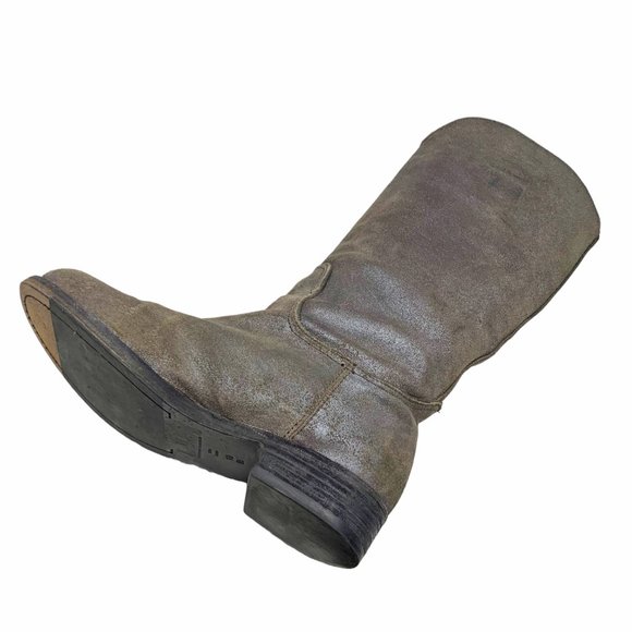 BELLE by Sigerson Morrison IMALI Solana Metallic Distressed Suede Riding‎ Boots - Picture 3 of 13